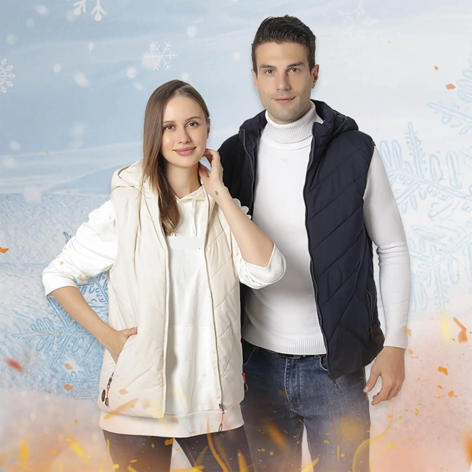 Womens 11 Areas Smart Heating Winter Heated Solid Padded Cotton Vest Warm Thick Vest Woman Winter Jacket Womens Coat