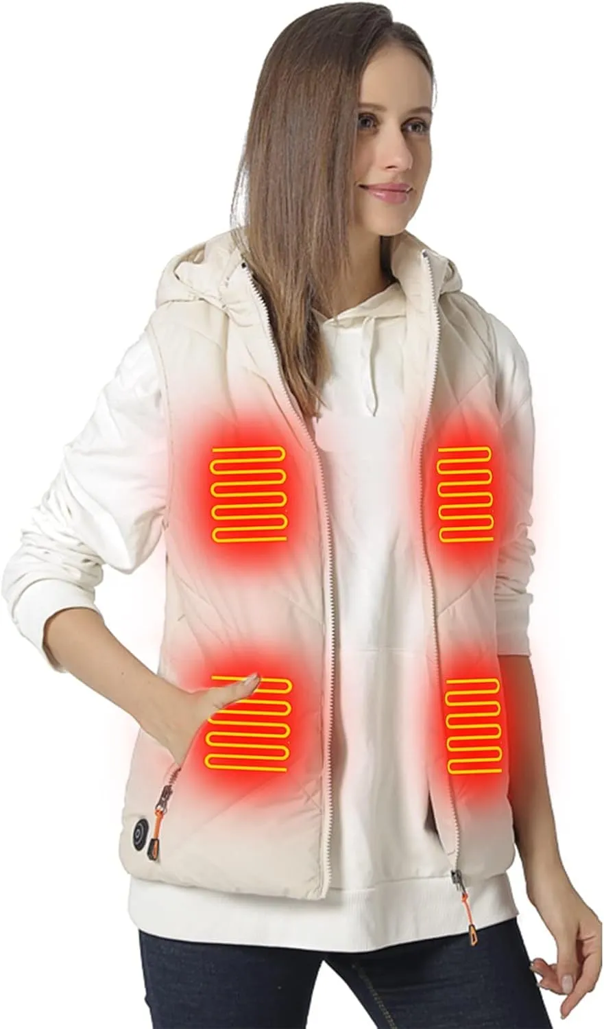 Womens 11 Areas Smart Heating Winter Heated Solid Padded Cotton Vest Warm Thick Vest Woman Winter Jacket Womens Coat