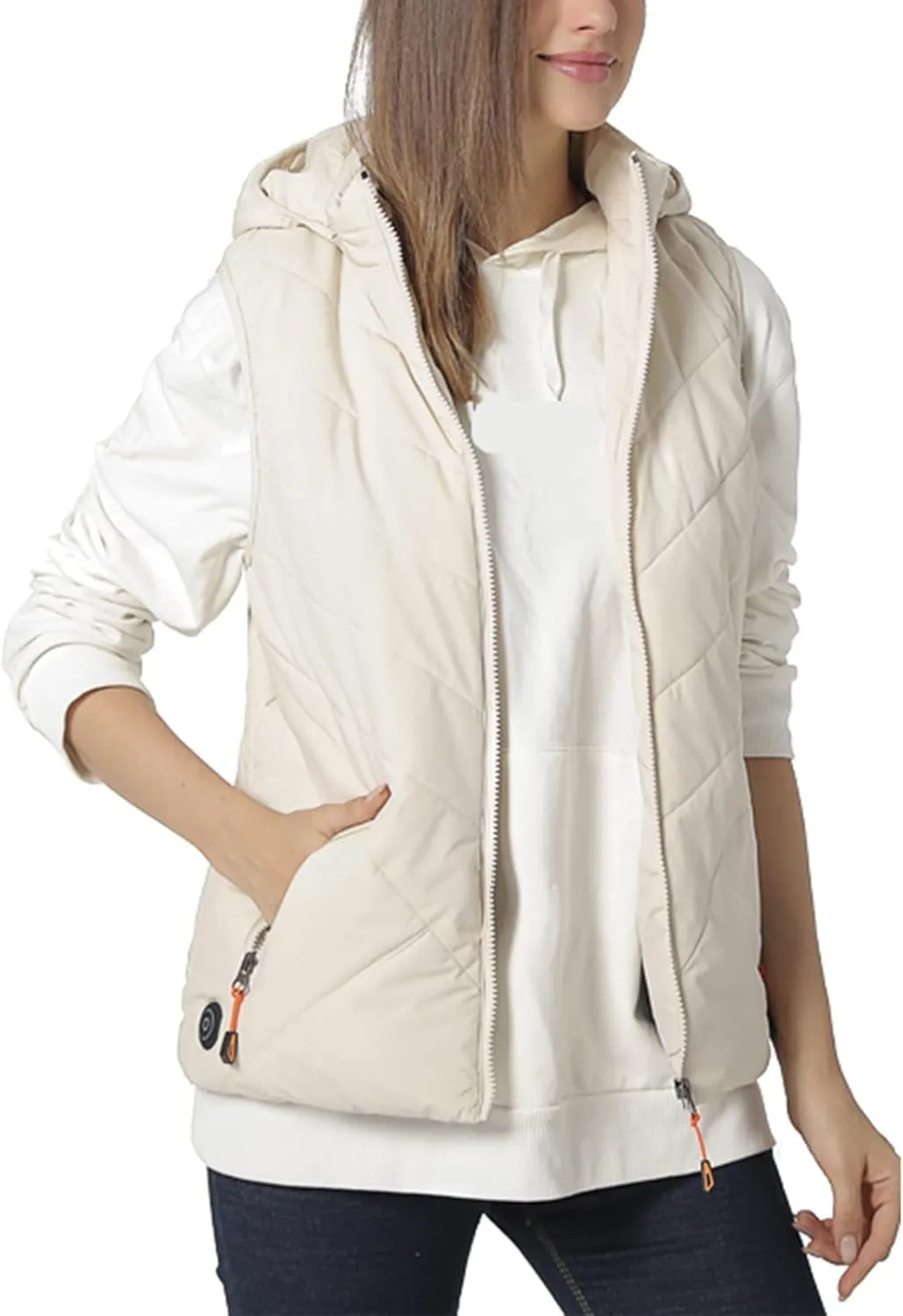 Womens 11 Areas Smart Heating Winter Heated Solid Padded Cotton Vest Warm Thick Vest Woman Winter Jacket Womens Coat