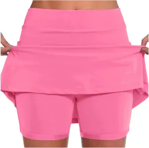 Womens Athletic Skorts Elastic High Waisted Tennis Skirts with Shorts Cute Preppy Mini Skirt with Pockets Casual Yoga Skort
