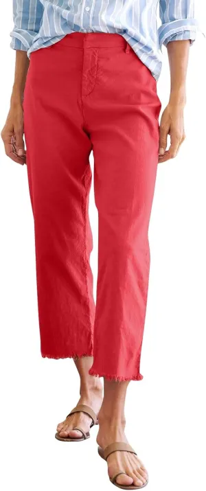 Womens Cargo Pants, Plaid Peasant Pants Linen Casual Straight Leg 2025 Loose