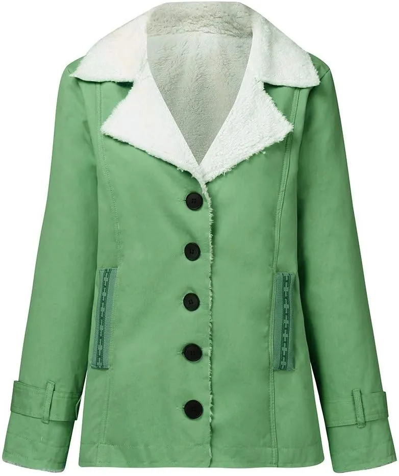 Women's Coat Casual Lapel Fleece Long Sleeved Jumper with Pockets The Drop Trench Coat Womens Warm Winter Coats for