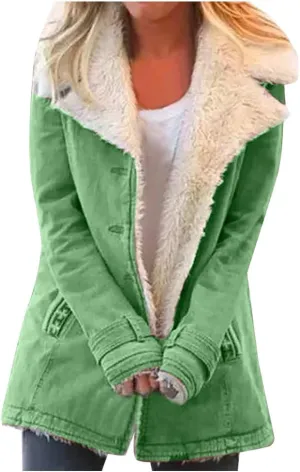 Women's Coat Casual Lapel Fleece Long Sleeved Jumper with Pockets The Drop Trench Coat Womens Warm Winter Coats for