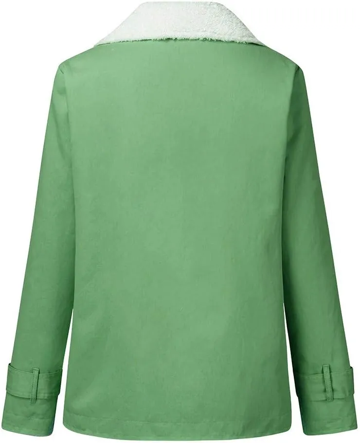 Women's Coat Casual Lapel Fleece Long Sleeved Jumper with Pockets The Drop Trench Coat Womens Warm Winter Coats for