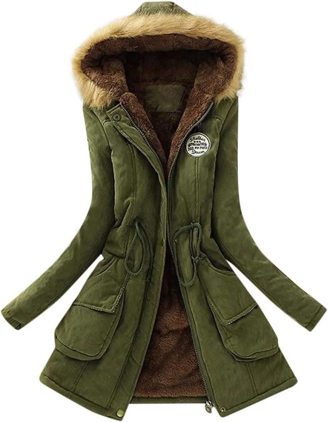 Women's Coat Casual Lapel Fleece Long Sleeved Jumper with Pockets The Drop Trench Coat Womens Warm Winter Coats for