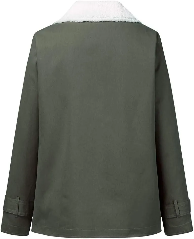 Women's Coat Casual Lapel Fleece Long Sleeved Jumper with Pockets The Drop Trench Coat Womens Warm Winter Coats for
