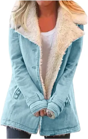 Women's Coat Casual Lapel Fleece Long Sleeved Jumper with Pockets The Drop Trench Coat Womens Warm Winter Coats for