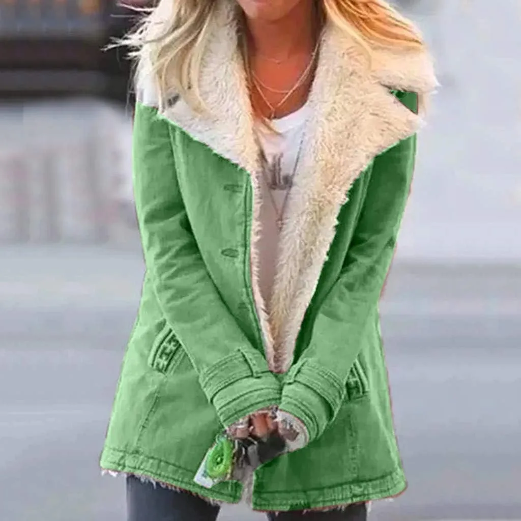 Women's Coat Casual Lapel Fleece Long Sleeved Jumper with Pockets The Drop Trench Coat Womens Warm Winter Coats for