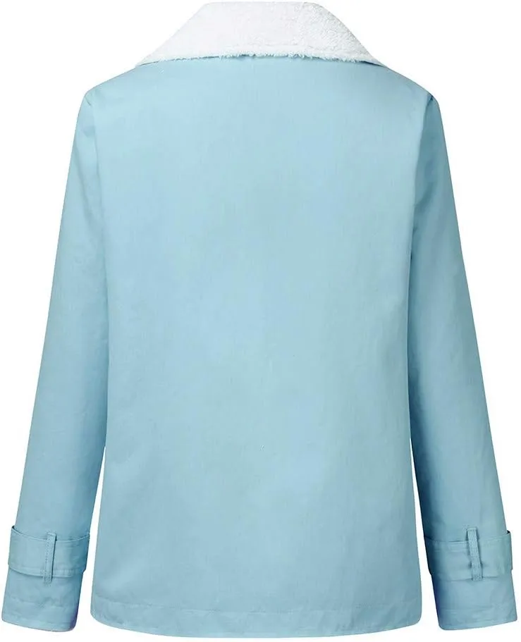Women's Coat Casual Lapel Fleece Long Sleeved Jumper with Pockets The Drop Trench Coat Womens Warm Winter Coats for