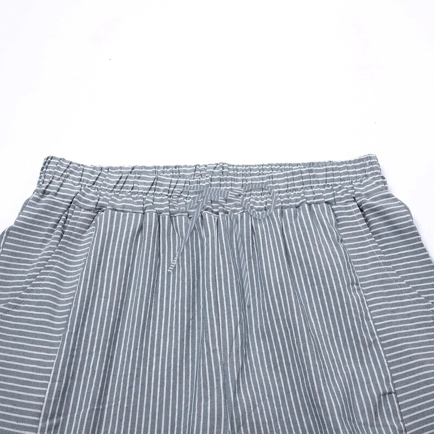 Women's Cotton Linen Straight Trousers Loose Fit High-Waist Pants with Side Buttons for Vacation