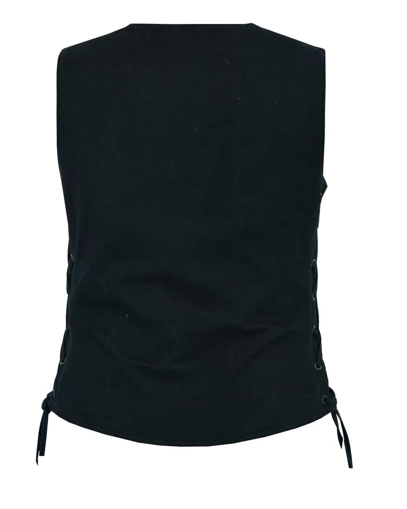 WOMEN’S DENIM LONGER BODY ¾ VEST – SIDE LACES vest