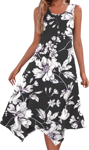 Womens Dresses Dresses for Women 2025 Elegant Swing Floral Print Cotton Spring Summer Sundress Maxi