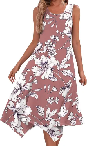 Womens Dresses Dresses for Women 2025 Elegant Swing Floral Print Cotton Spring Summer Sundress Maxi