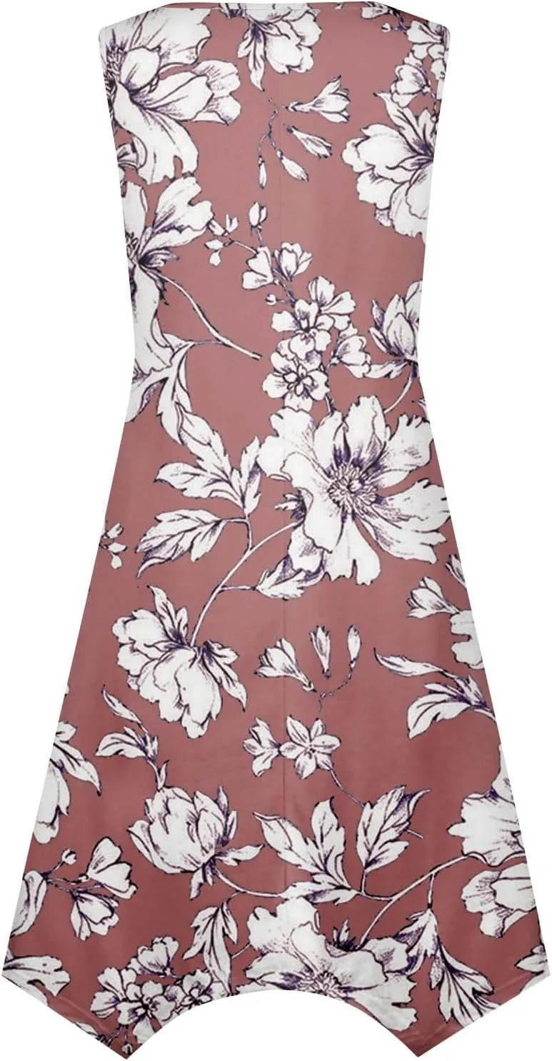 Womens Dresses Dresses for Women 2025 Elegant Swing Floral Print Cotton Spring Summer Sundress Maxi