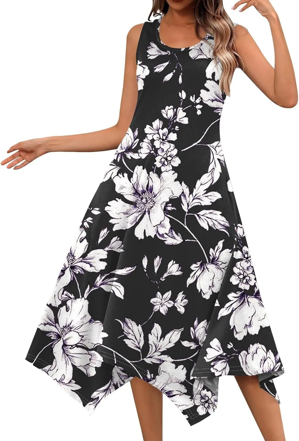 Womens Dresses Dresses for Women 2025 Elegant Swing Floral Print Cotton Spring Summer Sundress Maxi