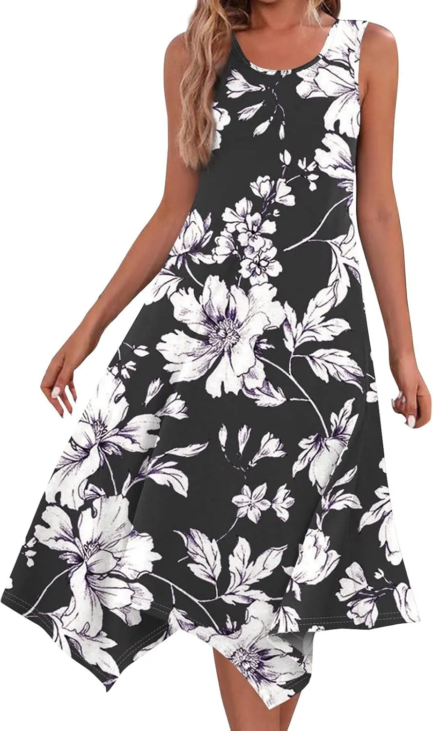 Womens Dresses Dresses for Women 2025 Elegant Swing Floral Print Cotton Spring Summer Sundress Maxi