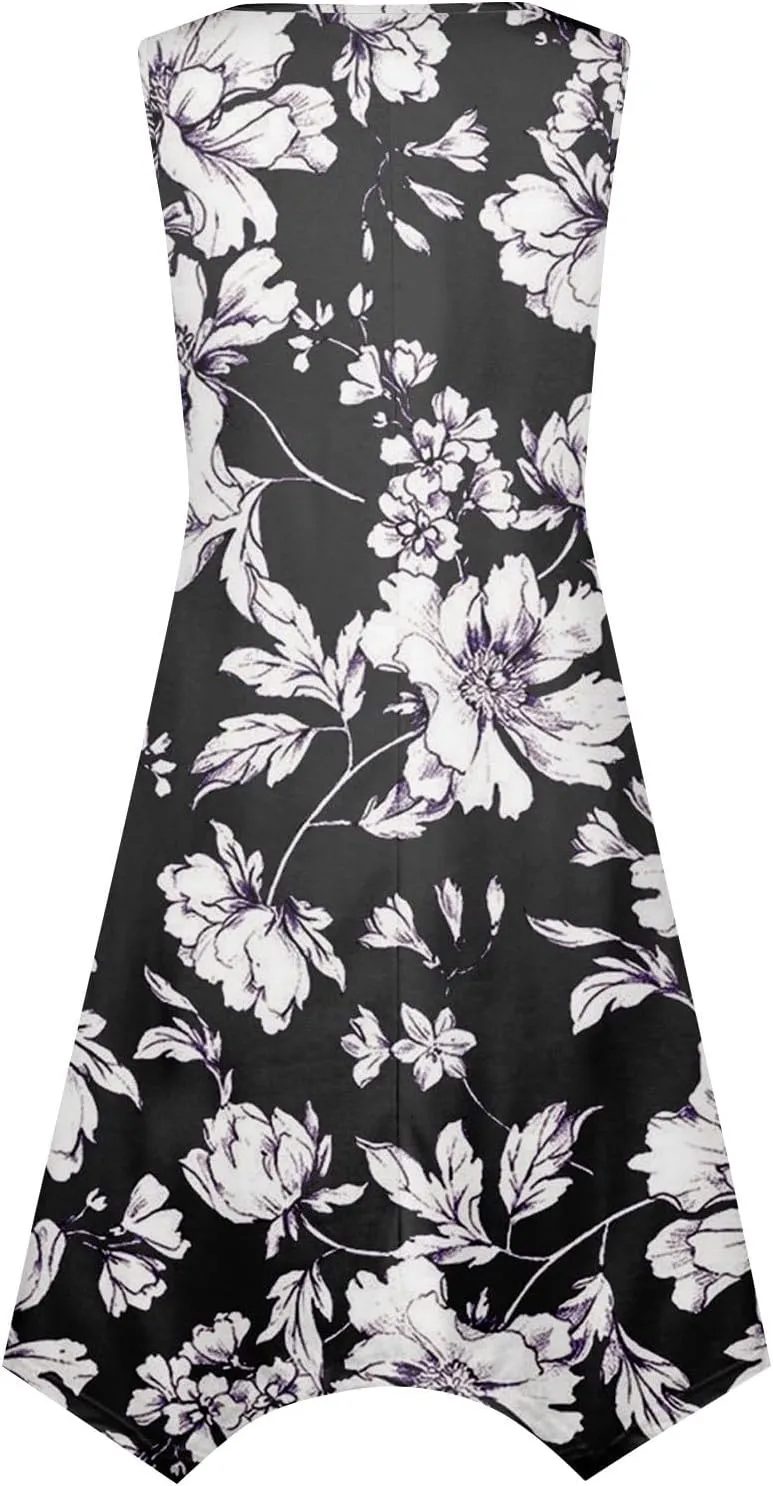 Womens Dresses Dresses for Women 2025 Elegant Swing Floral Print Cotton Spring Summer Sundress Maxi