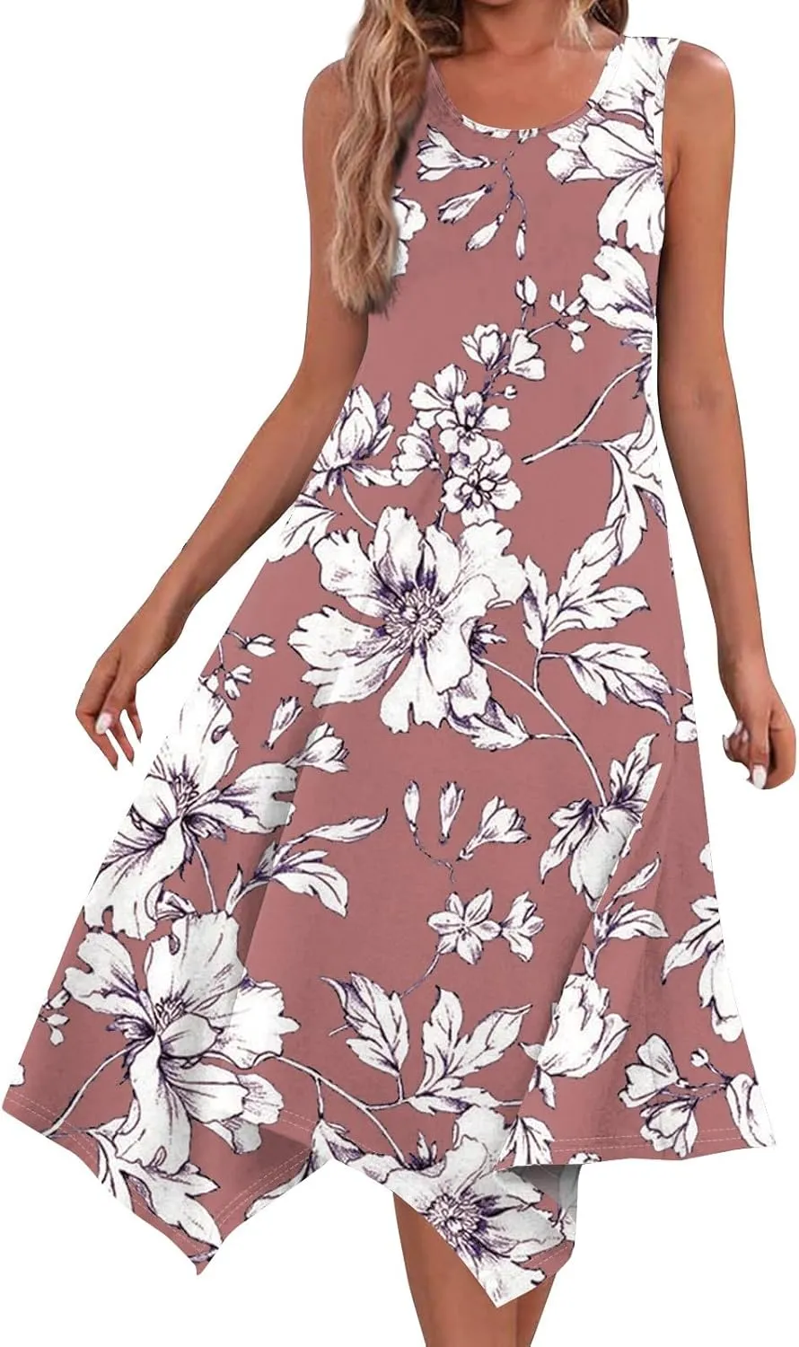 Womens Dresses Dresses for Women 2025 Elegant Swing Floral Print Cotton Spring Summer Sundress Maxi