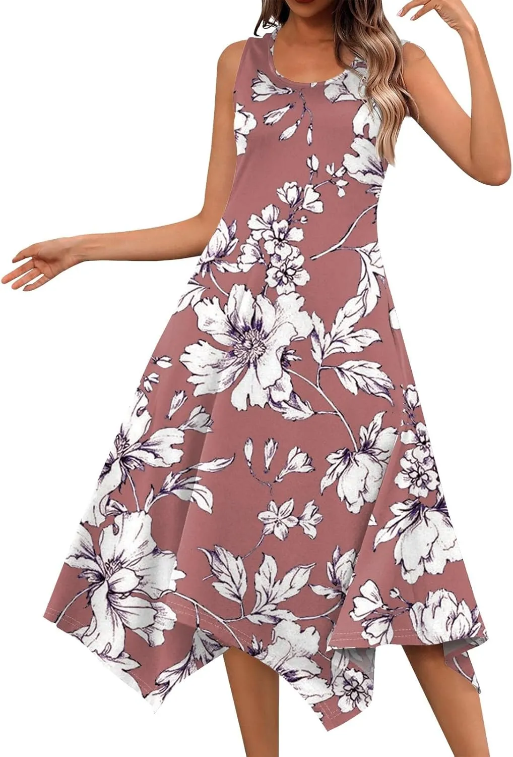 Womens Dresses Dresses for Women 2025 Elegant Swing Floral Print Cotton Spring Summer Sundress Maxi
