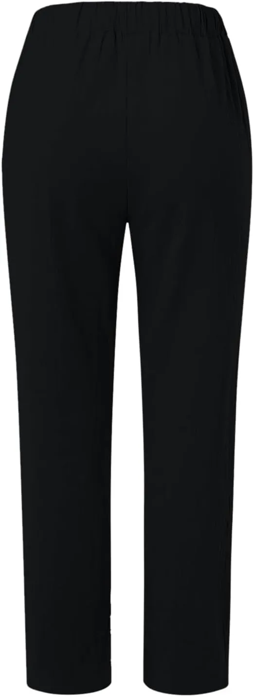 Women's Fashion Loose Linen Pants Elastic Waist Solid Color Cotton Pants Summer Casual Lounge Beach Trousers Pockets