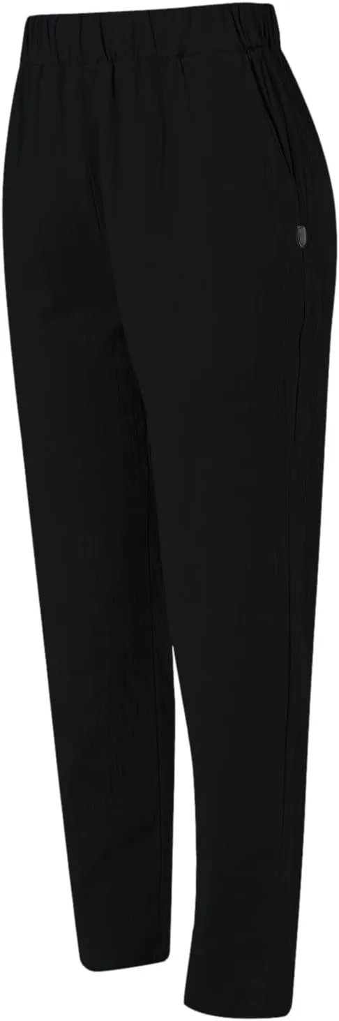 Women's Fashion Loose Linen Pants Elastic Waist Solid Color Cotton Pants Summer Casual Lounge Beach Trousers Pockets