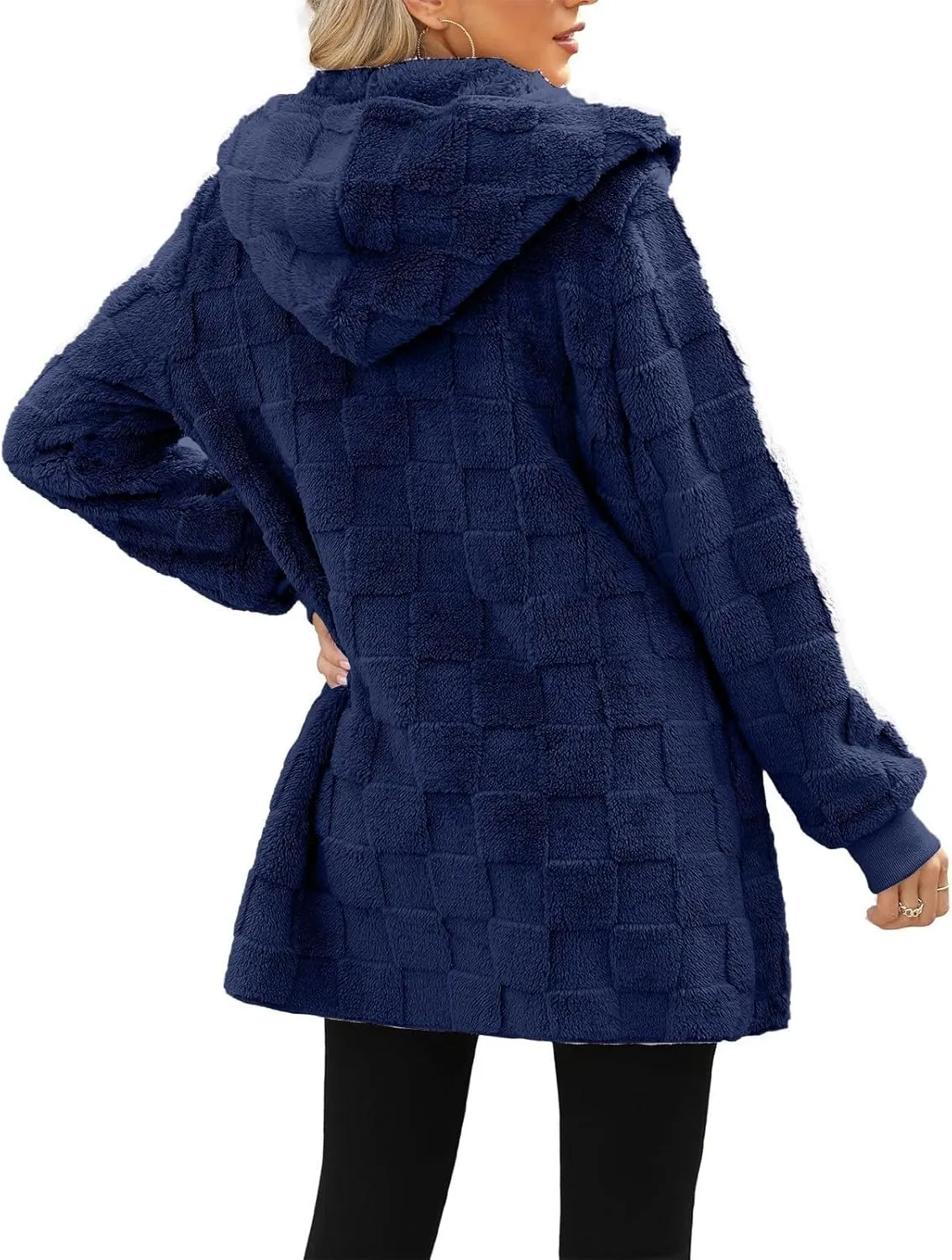 Womens Fleece Jacket Oversized Zip Up Sherpa Fuzzy Casual Coats Fall Winter Warm Outerwear 2024 Clothes with Pockets