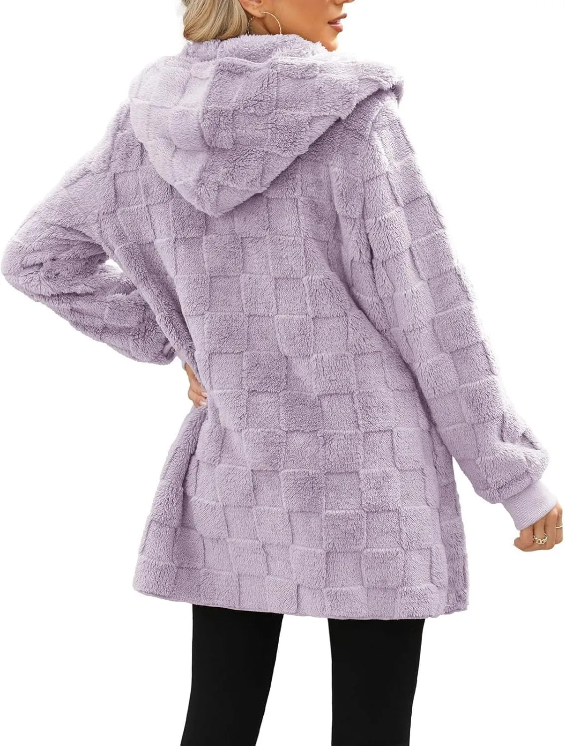 Womens Fleece Jacket Oversized Zip Up Sherpa Fuzzy Casual Coats Fall Winter Warm Outerwear 2024 Clothes with Pockets