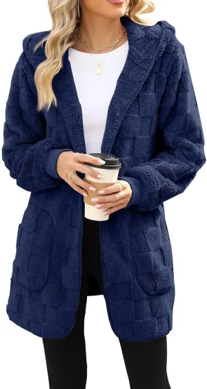 Womens Fleece Jacket Oversized Zip Up Sherpa Fuzzy Casual Coats Fall Winter Warm Outerwear 2024 Clothes with Pockets