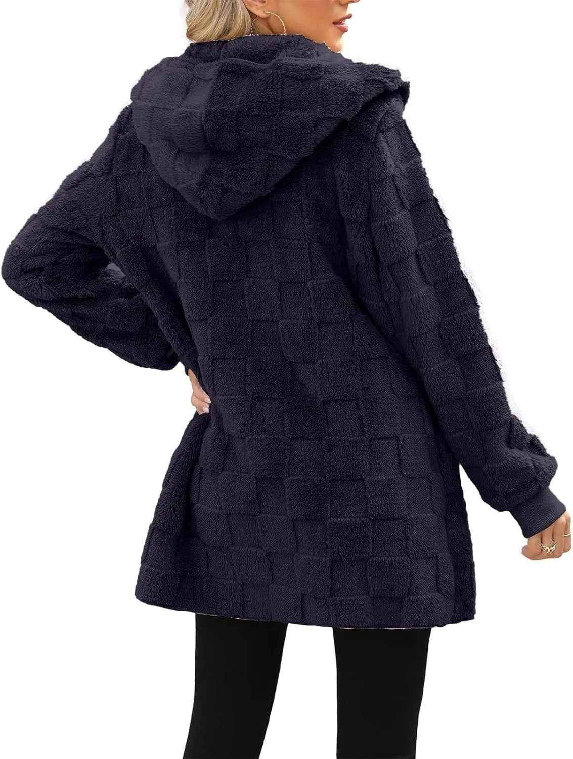 Womens Fleece Jacket Oversized Zip Up Sherpa Fuzzy Casual Coats Fall Winter Warm Outerwear 2024 Clothes with Pockets