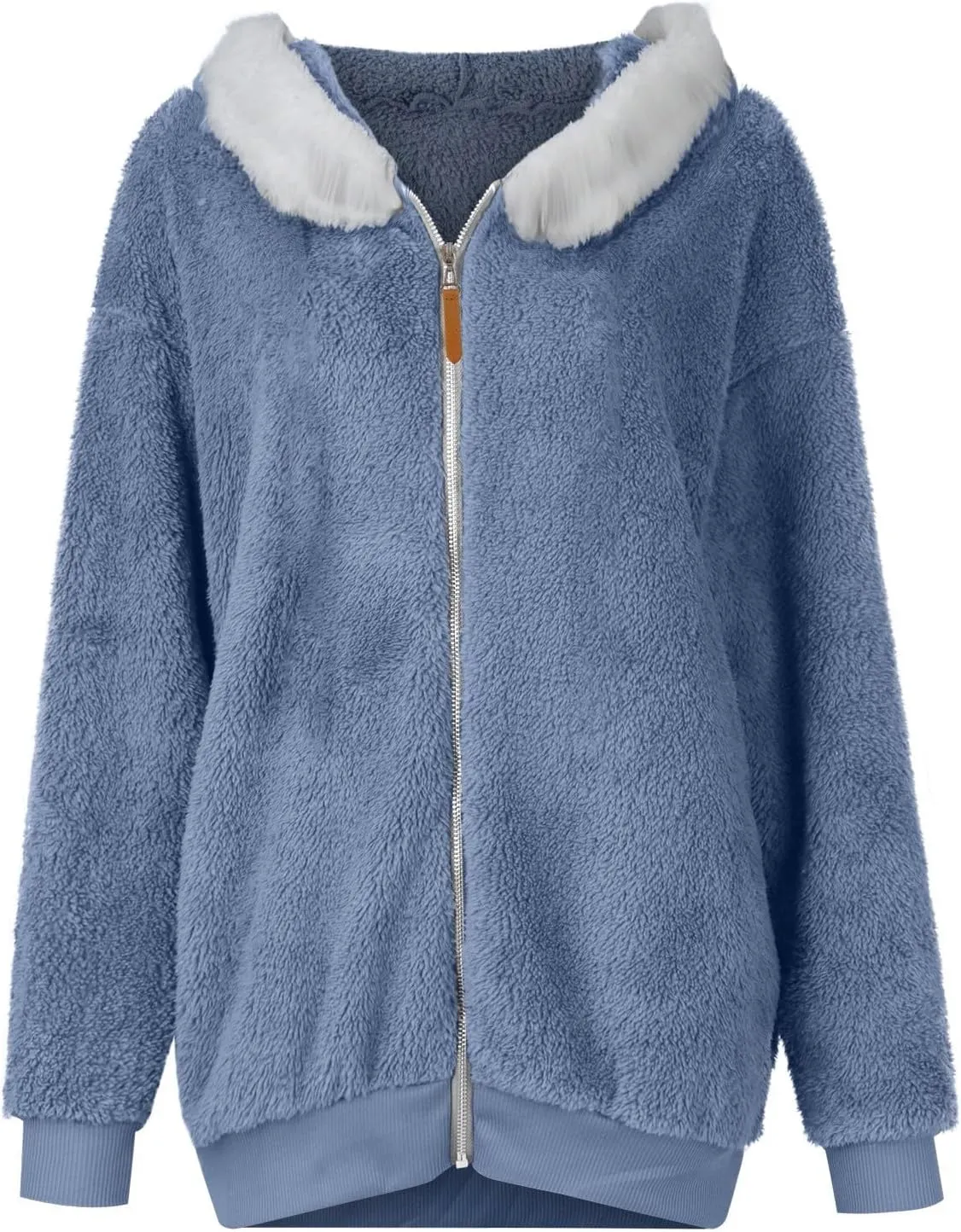 Women's Fleece Jackets and Coats Zip Up Hooded Color Block Patchwork Coat Thick Warm Fuzzy Sherpa Outerwear