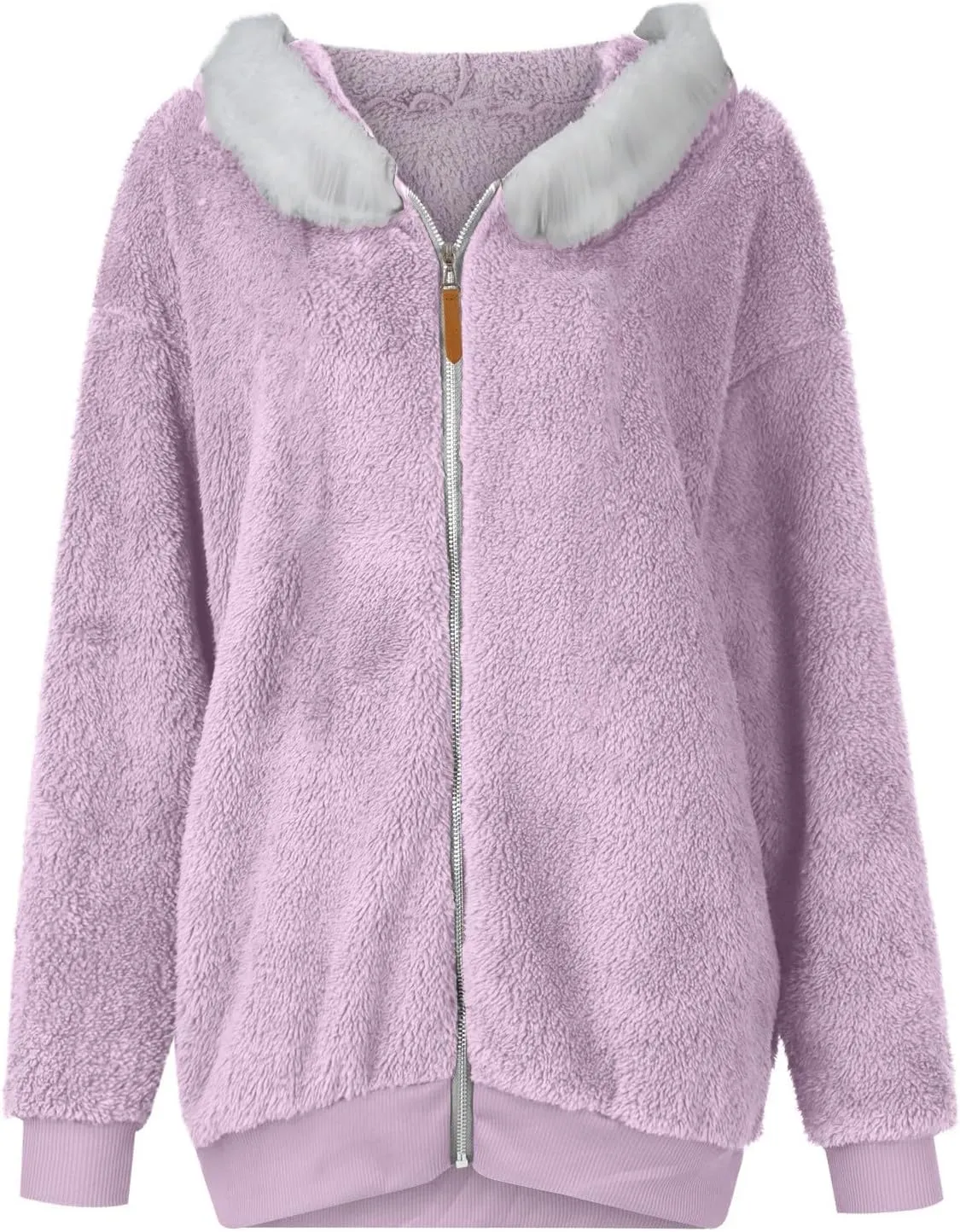 Women's Fleece Jackets and Coats Zip Up Hooded Color Block Patchwork Coat Thick Warm Fuzzy Sherpa Outerwear