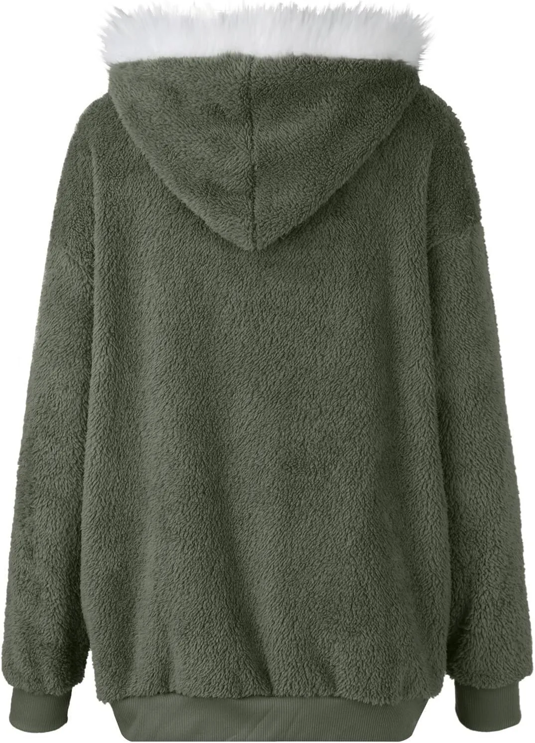 Women's Fleece Jackets and Coats Zip Up Hooded Color Block Patchwork Coat Thick Warm Fuzzy Sherpa Outerwear