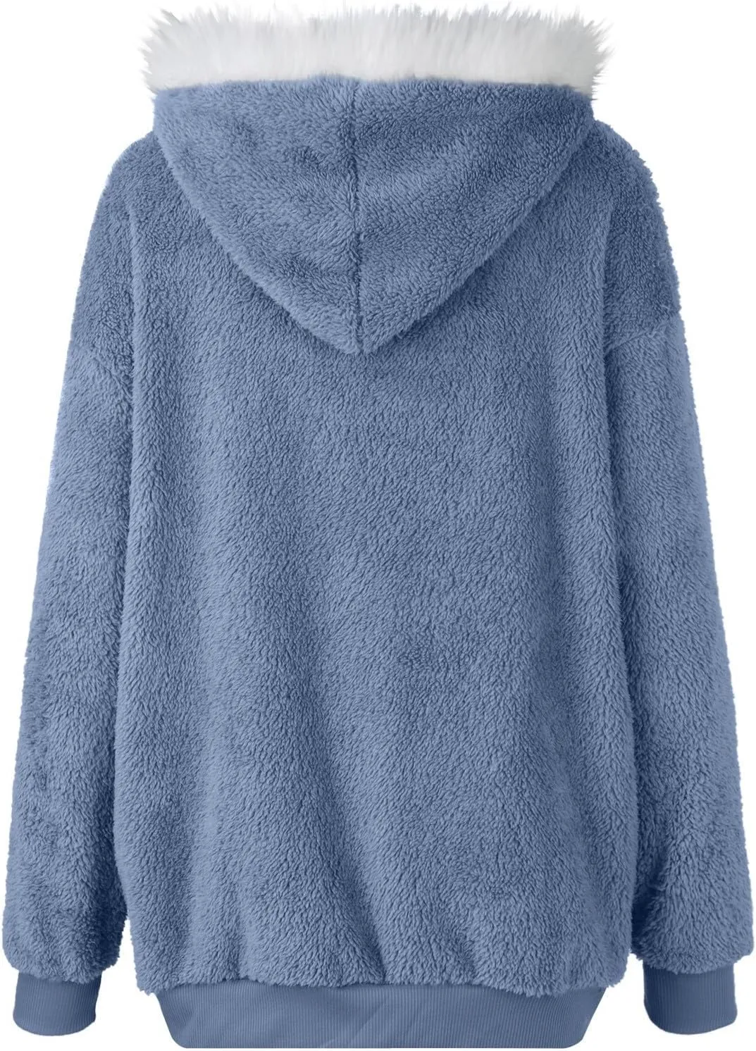 Women's Fleece Jackets and Coats Zip Up Hooded Color Block Patchwork Coat Thick Warm Fuzzy Sherpa Outerwear