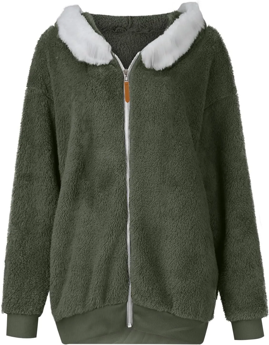 Women's Fleece Jackets and Coats Zip Up Hooded Color Block Patchwork Coat Thick Warm Fuzzy Sherpa Outerwear