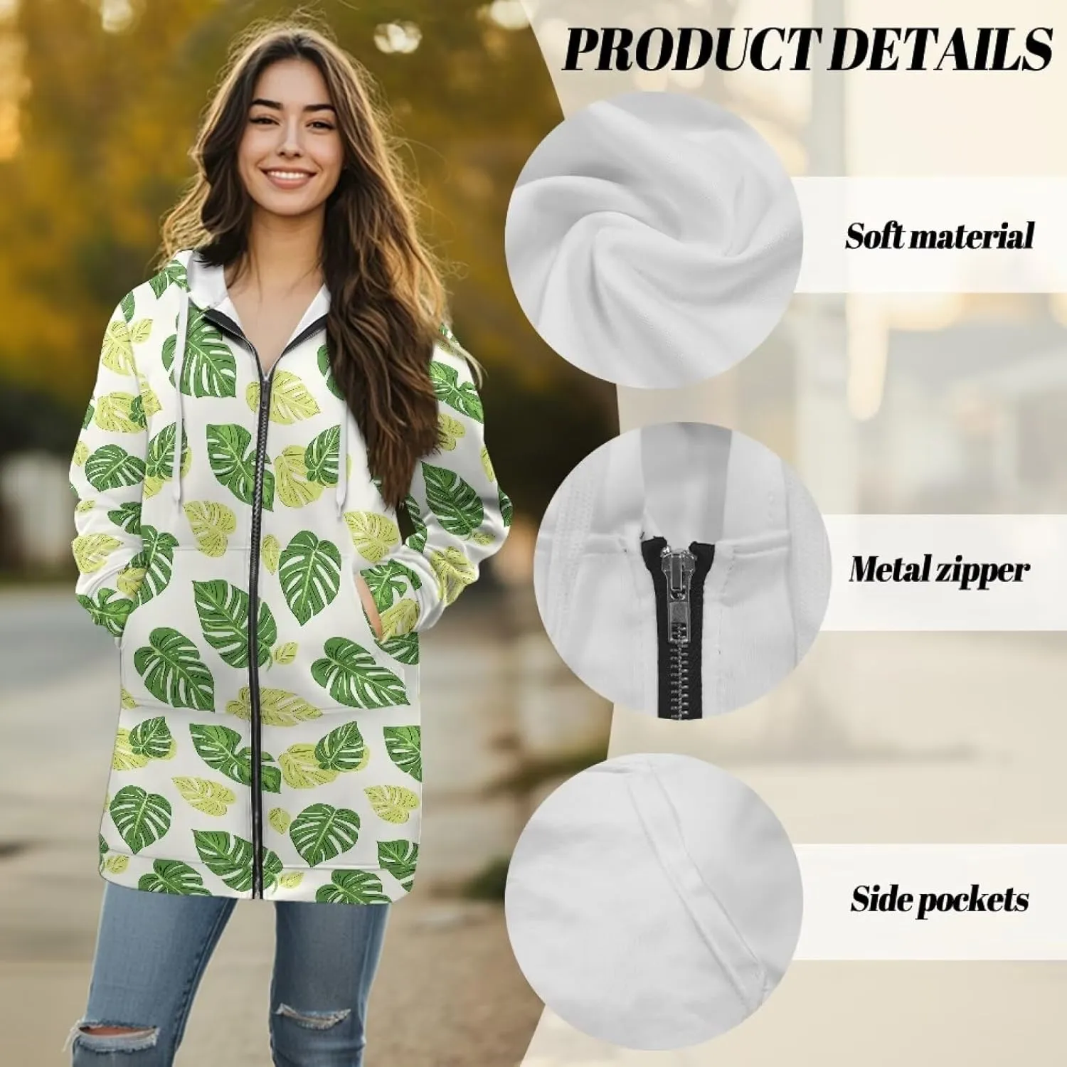 Women's Full Zip Up Hoodie Long Sleeve Zipper Pullover Hoodies Fall Long Jackets with Pockets Tunic Sweatshirt Cardigan S-3XL