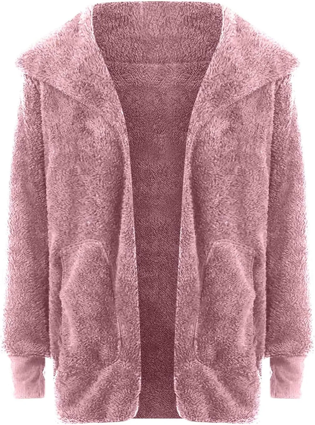 Womens Fuzzy Fleece Cardigan Coat Casual Oversized Open Front Sherpa Hooded Jackets Warm Winter Fluffy Outerwear