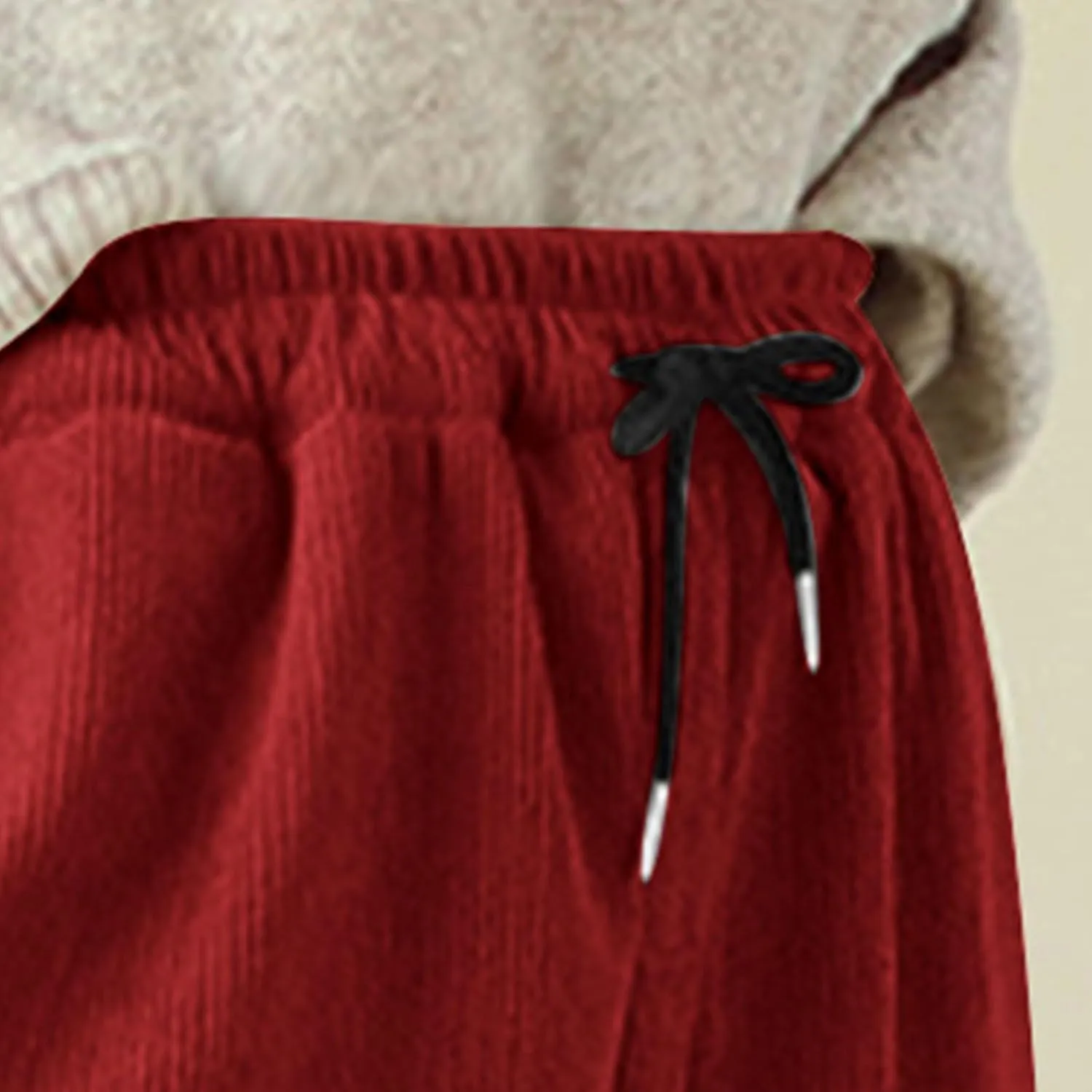 Women's Harem Pants Casual Loose Fit Drawstring Elastic Waist Pants Vintage Solid Tapered Trousers with Pockets
