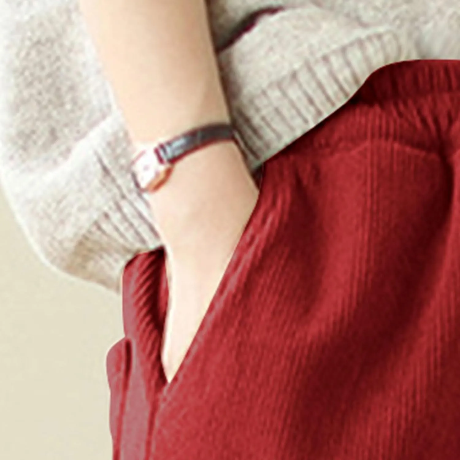 Women's Harem Pants Casual Loose Fit Drawstring Elastic Waist Pants Vintage Solid Tapered Trousers with Pockets