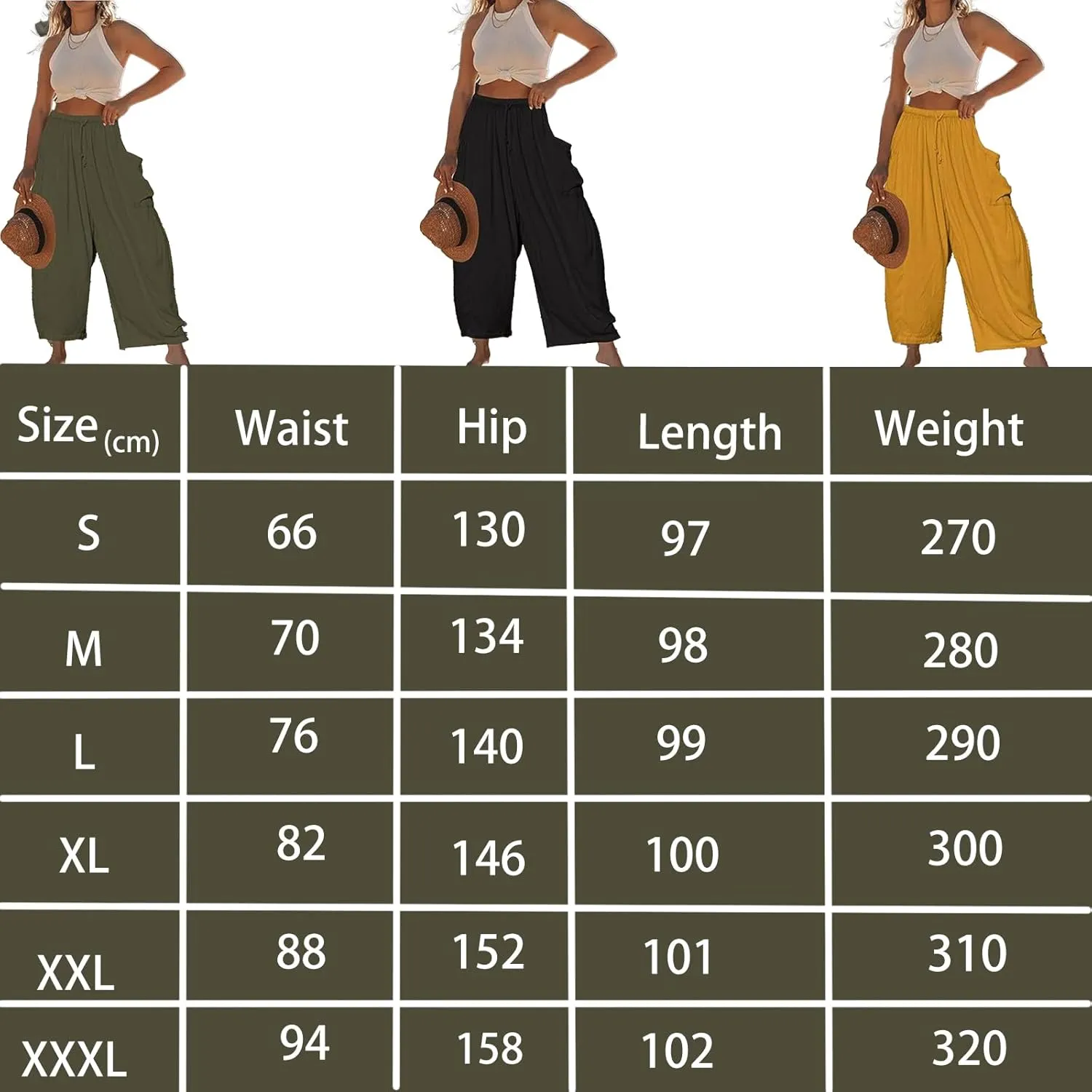 Womens Harem Pants with Pockets for Women, Lightweight Summer Palazzo Pants