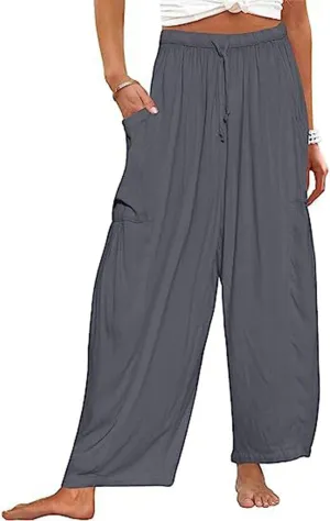 Womens Harem Pants with Pockets for Women, Lightweight Summer Palazzo Pants