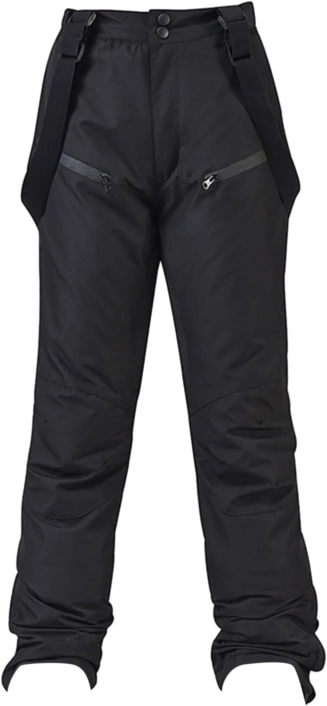 Women's Insulated Snow Pants Winter Solid Warm Ski Pant Outdoor Waterproof Snowboard Bibs with Detachable Suspender