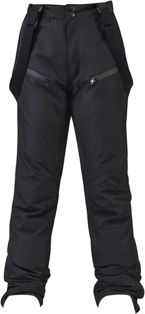 Women's Insulated Snow Pants Winter Solid Warm Ski Pant Outdoor Waterproof Snowboard Bibs with Detachable Suspender