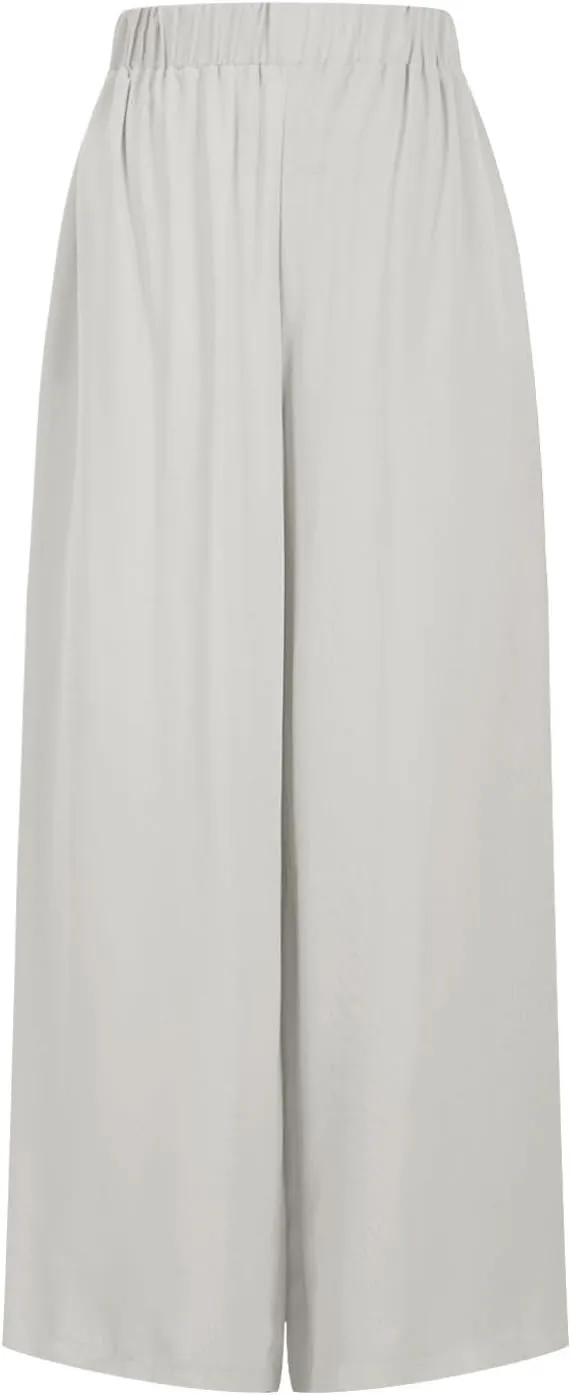 Women's Linen Palazzo Pants 2025 Casual Flowy Trousers Summer Lightweight Wide Leg Pants Baggy Lounge Pants with Pocket