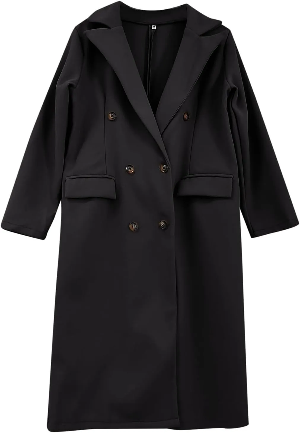 Womens Long Double Breasted Coats Lapel Collar Pea Coat Winter Slim Fit Jackets Trench Coat Outwears