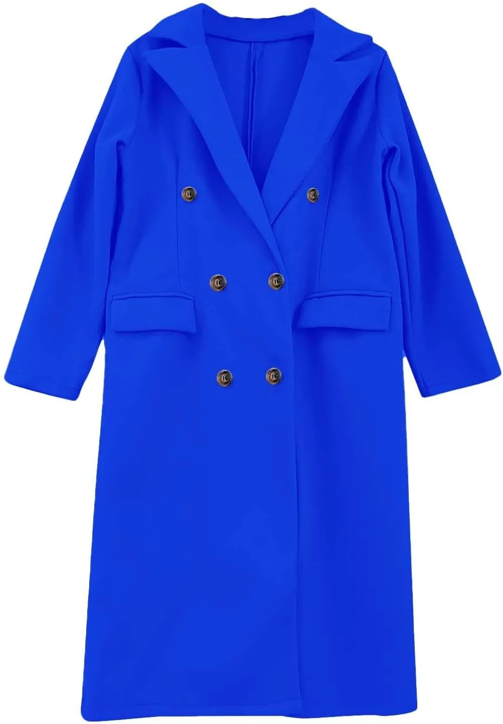 Womens Long Double Breasted Coats Lapel Collar Pea Coat Winter Slim Fit Jackets Trench Coat Outwears