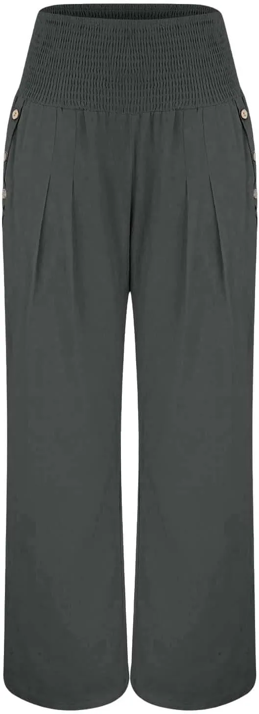 Womens Palazzo Pants Fall Plus Size Loose Cotton and Linen Casual Pants Yoga Sweatpants Leggings with Pockets for