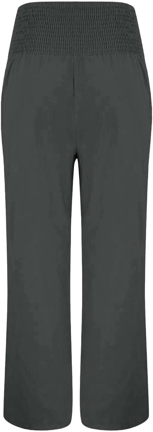 Womens Palazzo Pants Fall Plus Size Loose Cotton and Linen Casual Pants Yoga Sweatpants Leggings with Pockets for
