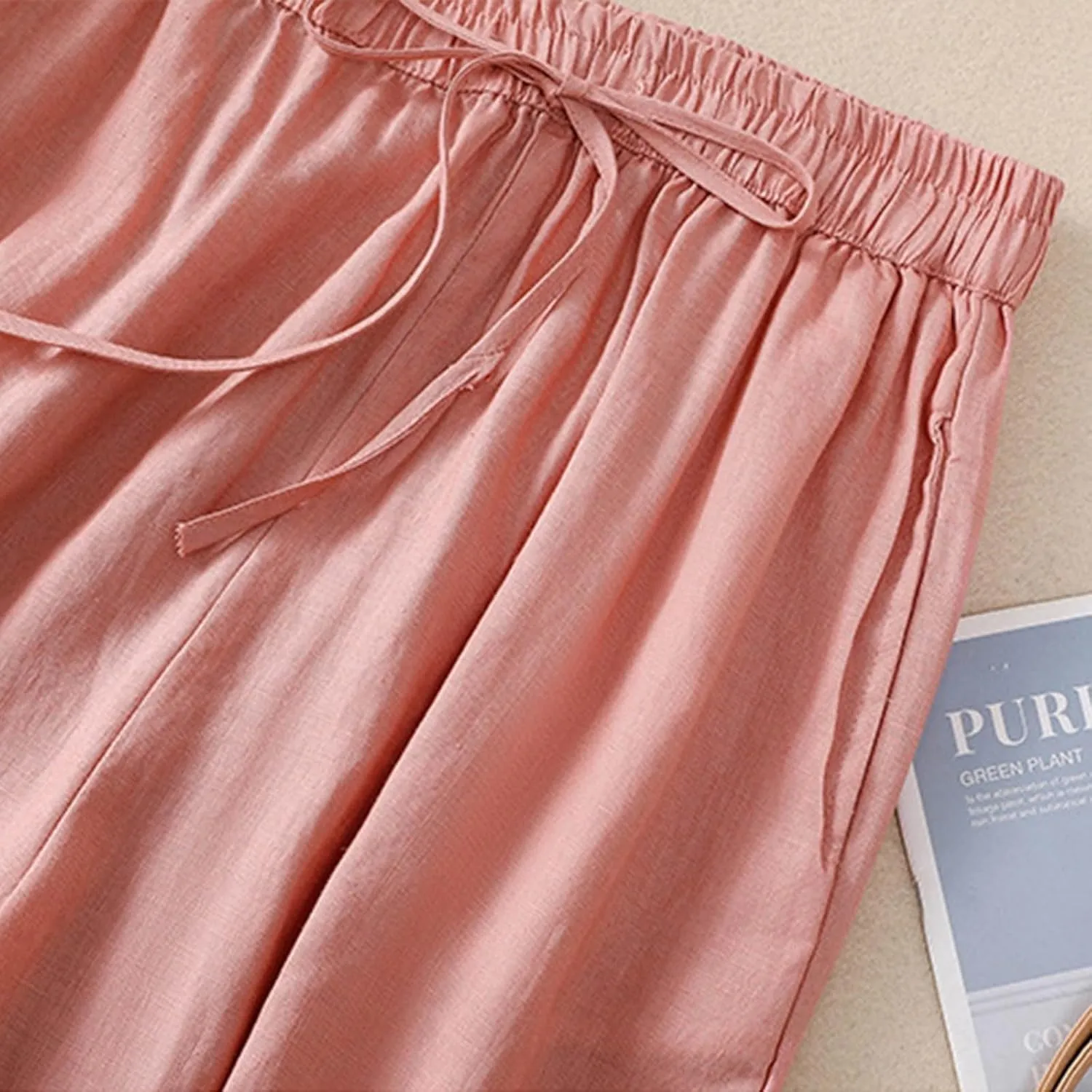 Women's Pants, Plus Size Linen Peasant Pants Casual Straight Leg 2025 Side