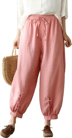 Women's Pants, Plus Size Linen Peasant Pants Casual Straight Leg 2025 Side