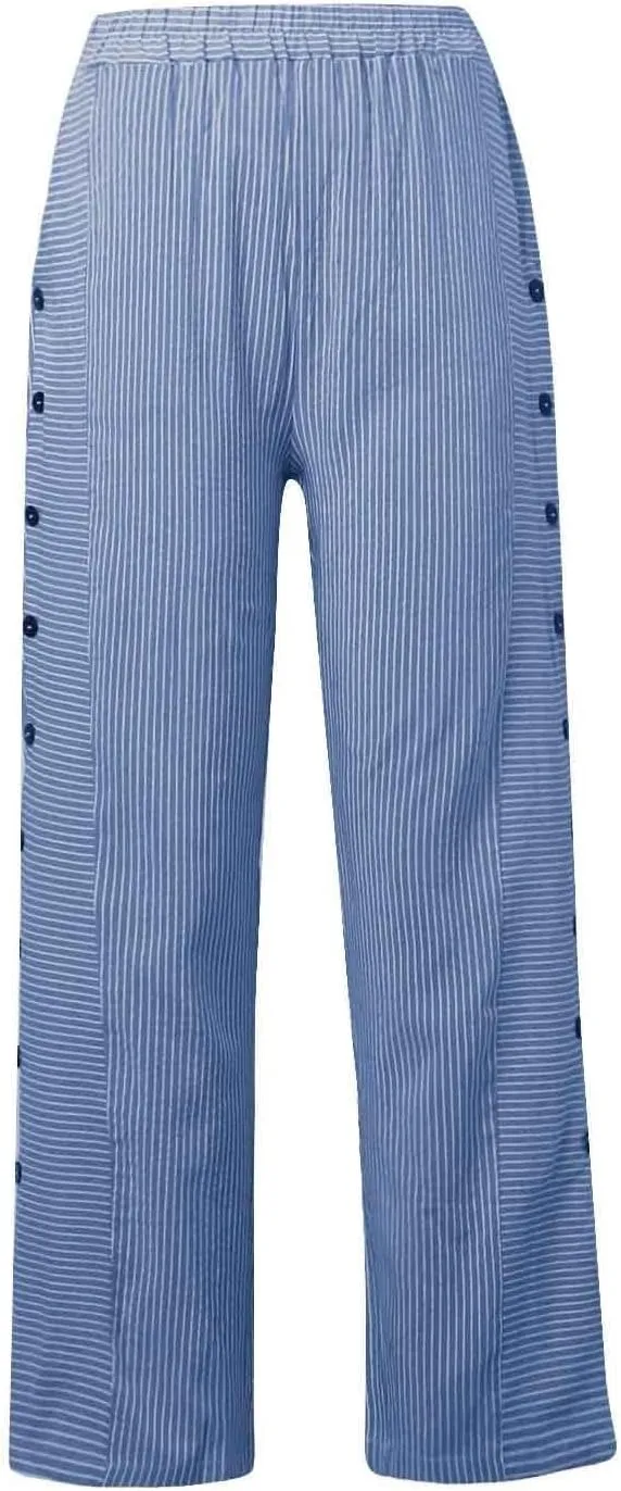Womens Pants, Straight Leg Peasant Pants 2025 Casual Linen Stripe Wide Cotton